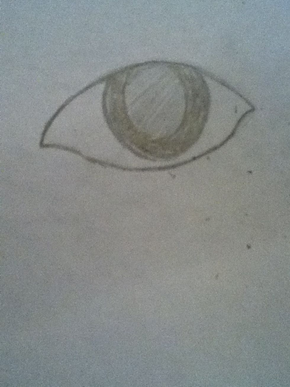 Shade the outer circle.