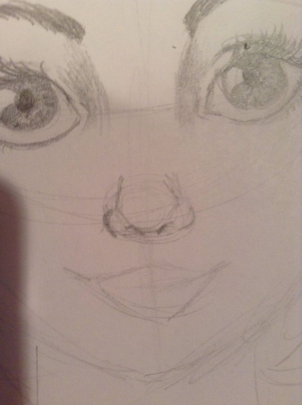 Shade the sides of the nose to give it definition. Not too much definition, though.