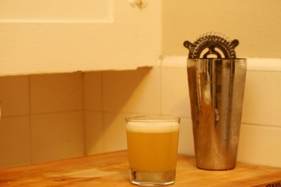 Shake ingredients vigorously. This will help foam the agave, mix the drink's elements and cool the liquid.