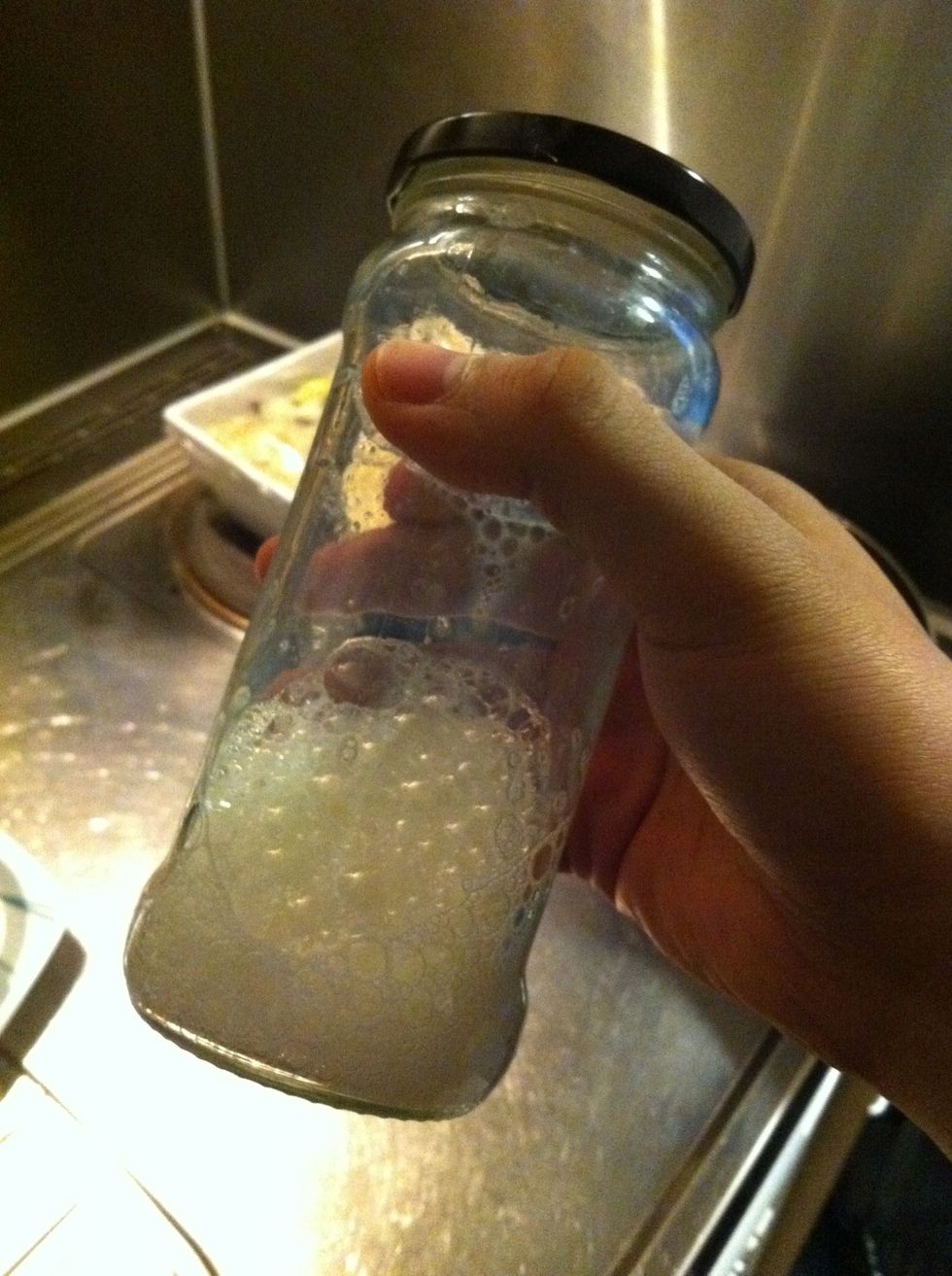 Shake it lightly to foam up the milk.