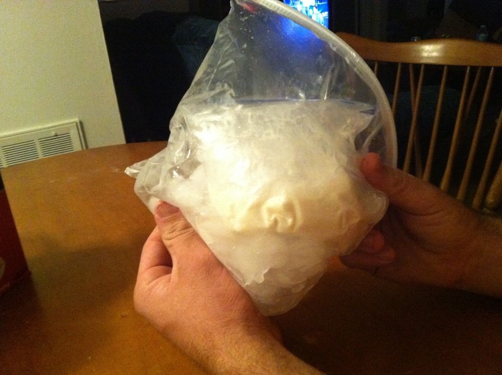 Shake the bag of ice with the bag of ingredients in it for 5 to 8 minutes. It is important that you are shaking the bag hard up and down as well as left to right.