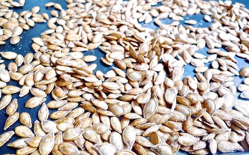 Shake the baking sheet midway through the baking and toast till pumpkin seeds are lightly browned and crispy.