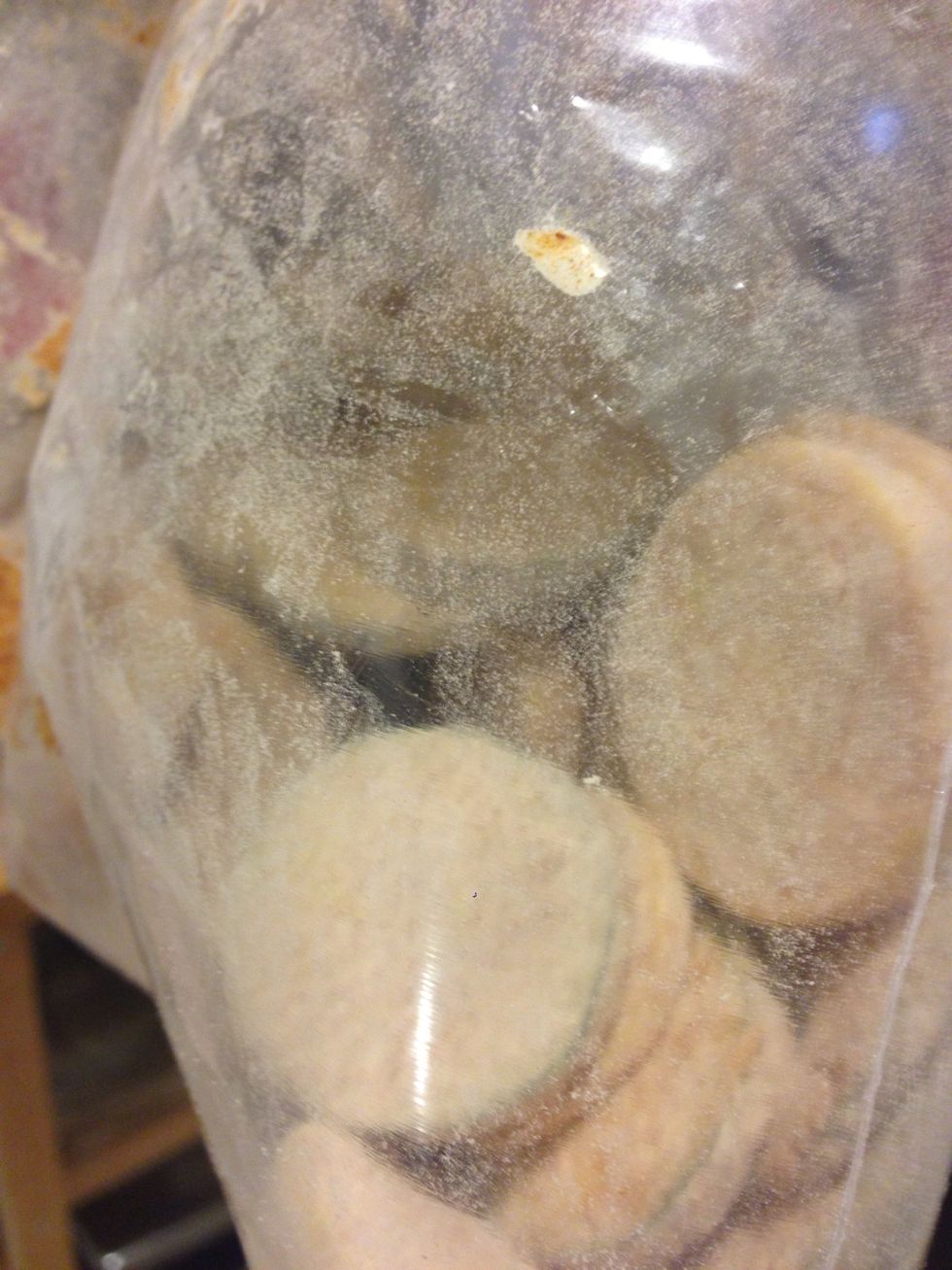 Shake the slices until they are all covered.