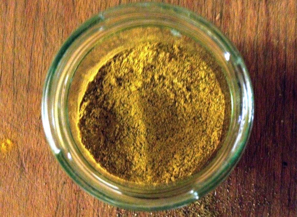 Shake. This is Kay's spice mix. \nYou can of course make less, but I' planning on using it again soon, in other dishes.