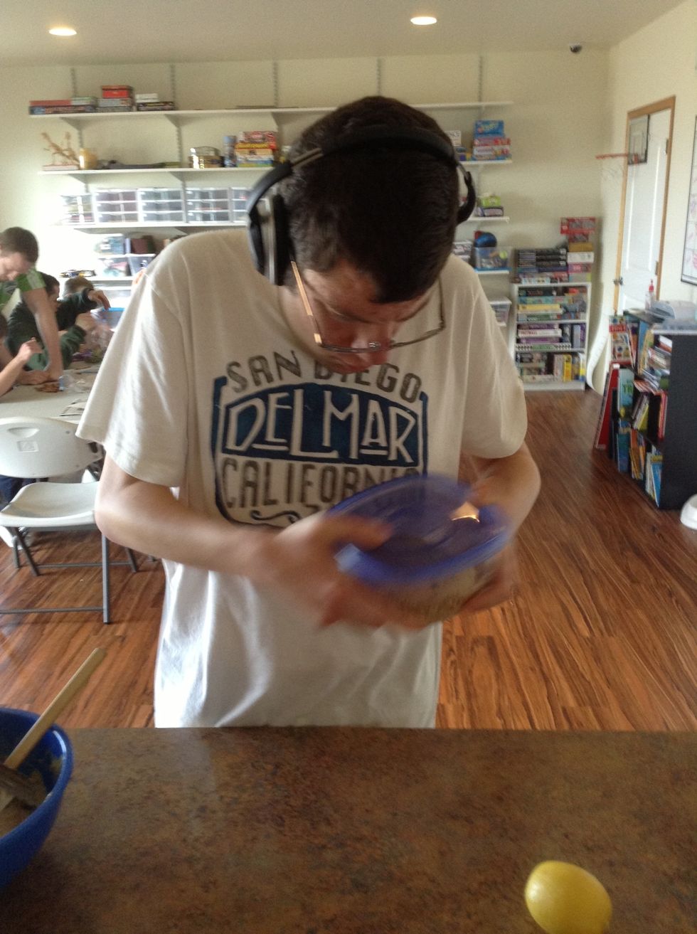 Shake to coat chicken