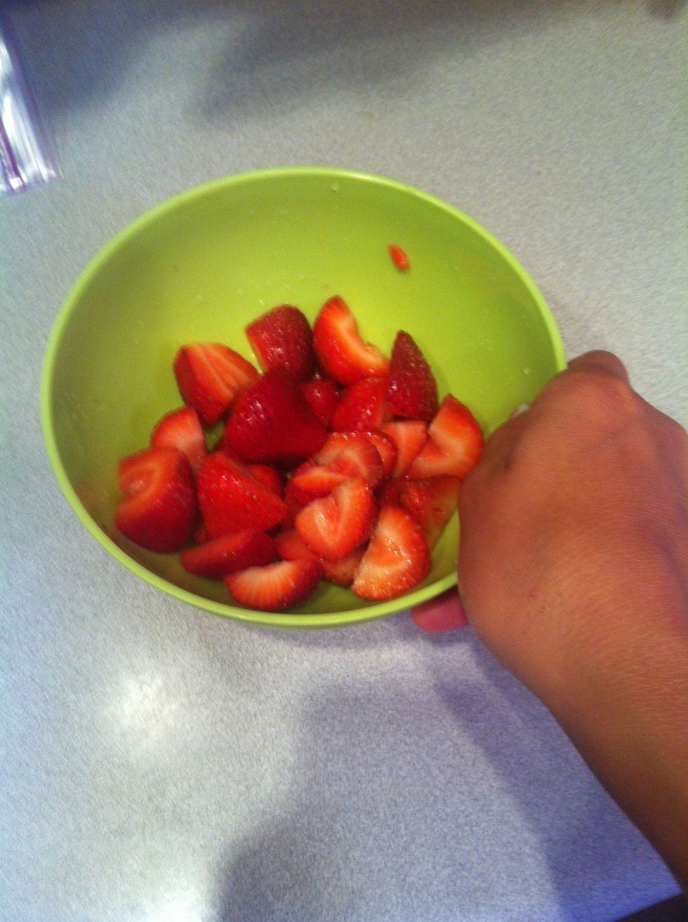 Shake up the strawberries.
