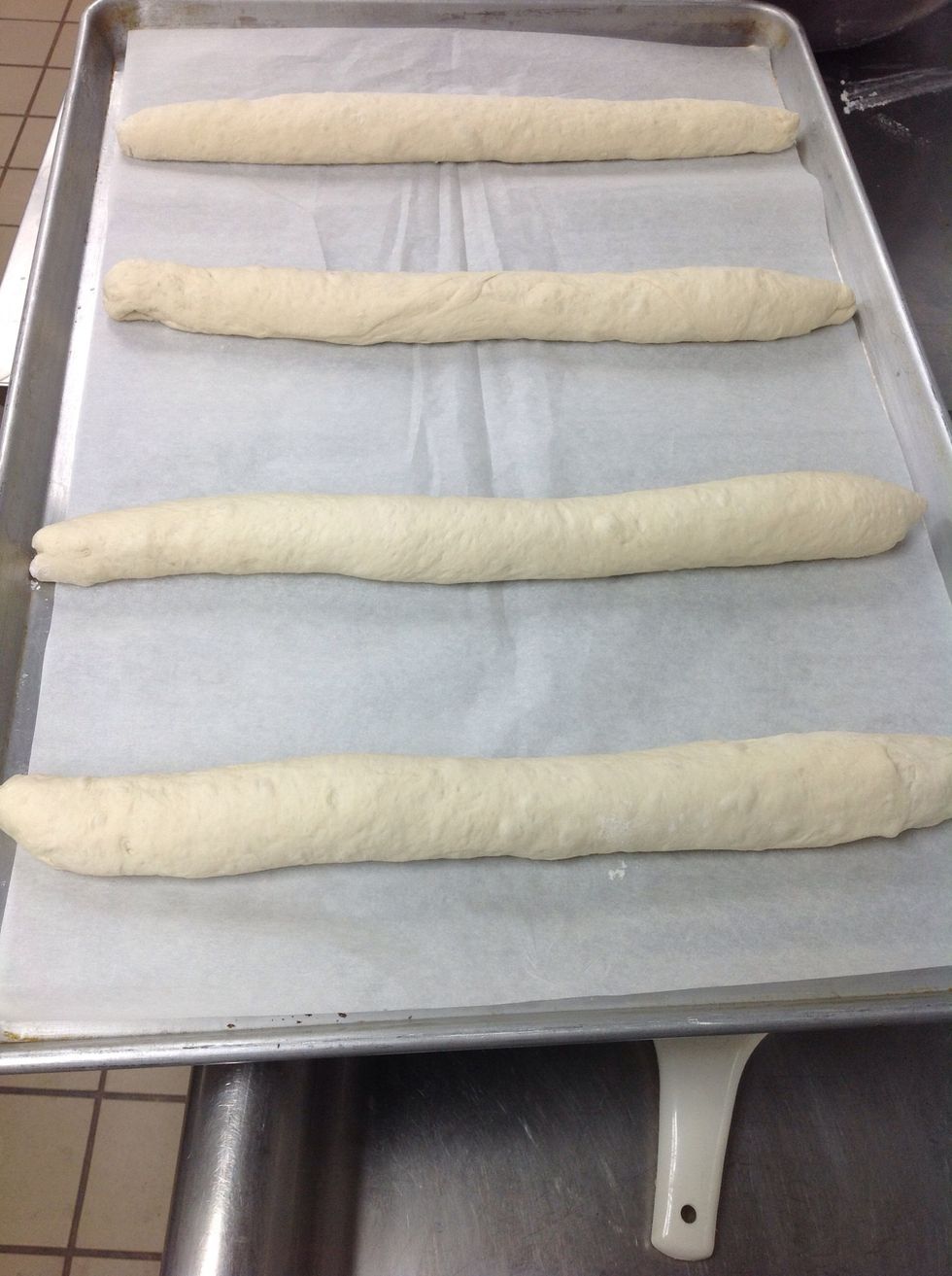 Shape dough into baguettes.