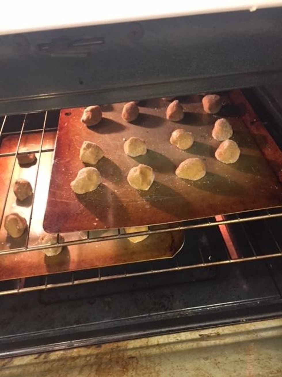 Shape dough into walnut-sized balls, place on ungreased pan, Bake for 8-10 minutes