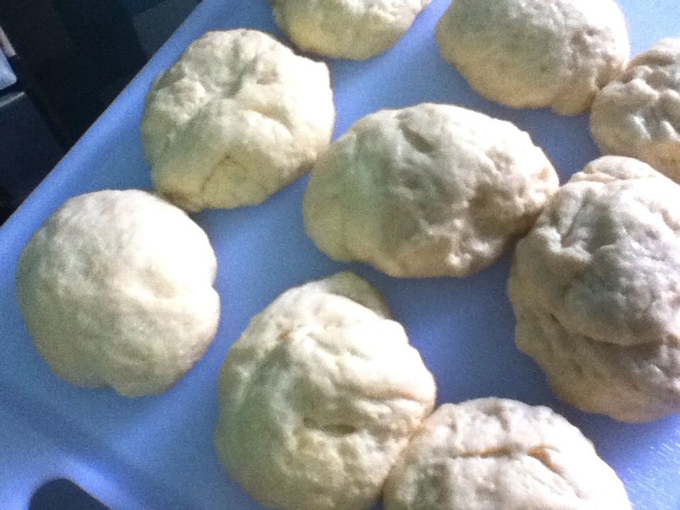 Shape into small dough. The recipe makes 9 small dough. Let it have a rest again for another 10 mnts