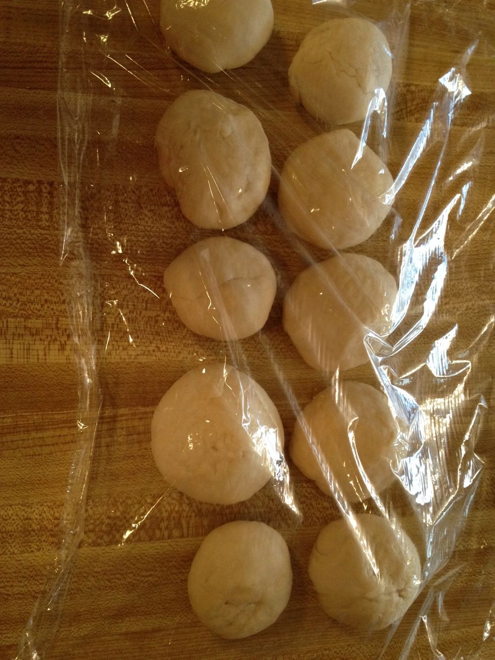 Shape several balls. Cover with cling warp to keep from drying