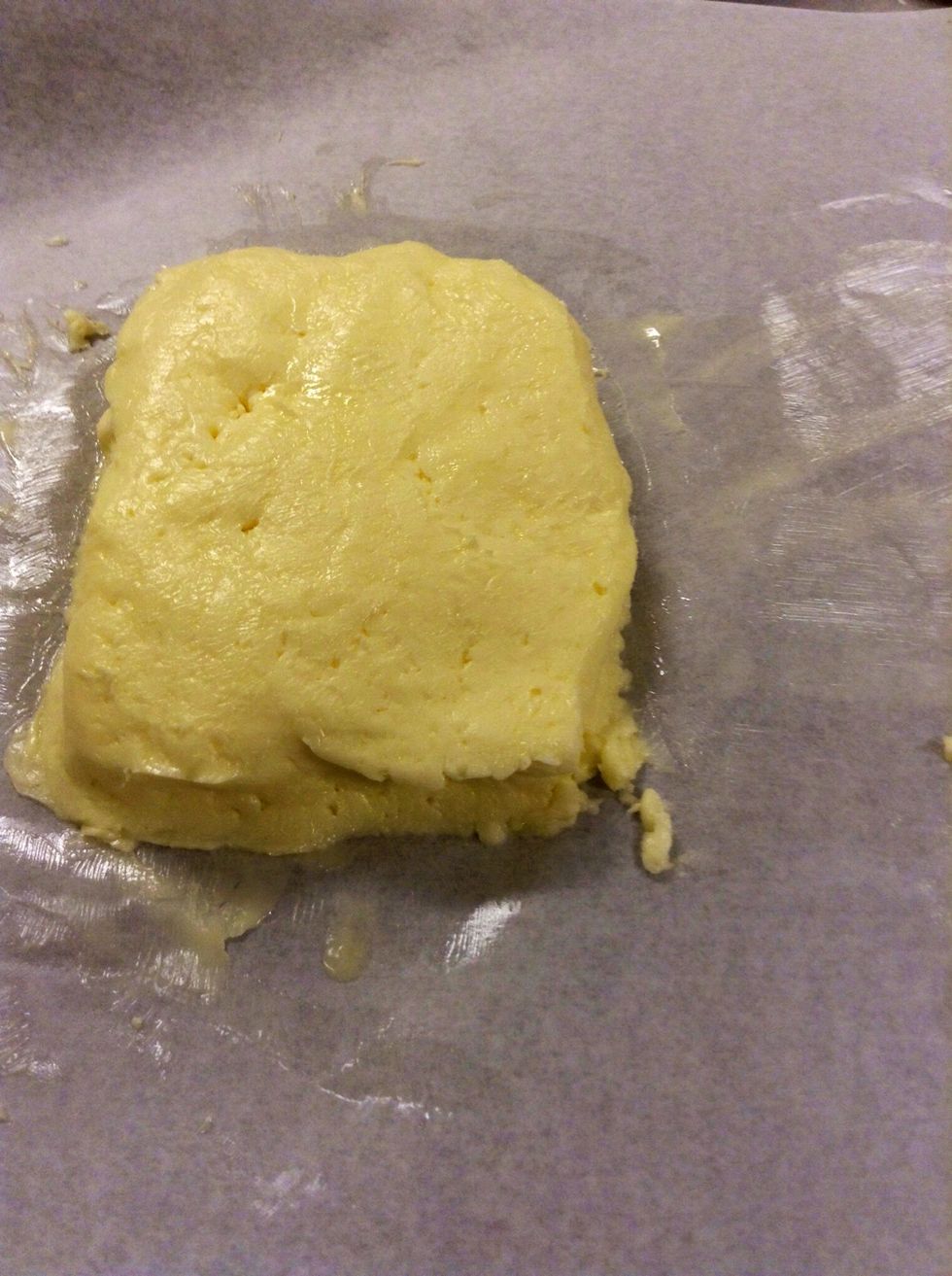 Shape the grated butter into a rough square shape.
