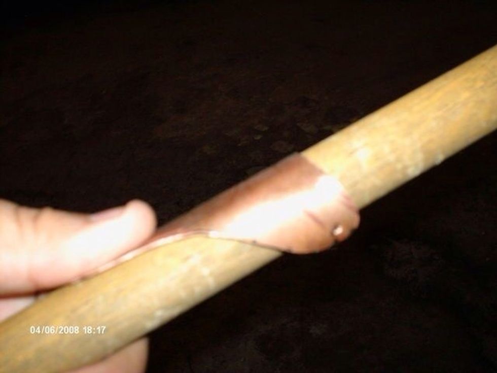 Shape the stalls by using the broom stick, pressure, and your rubber hammer.