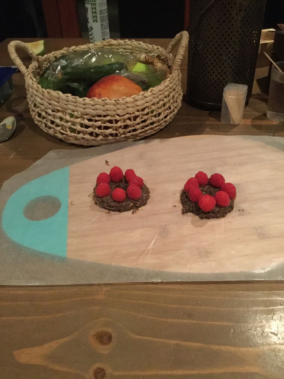 Shape your rings and put raspberries on top