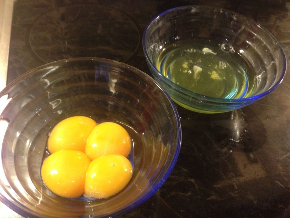 share on the egg whites and egg yolks