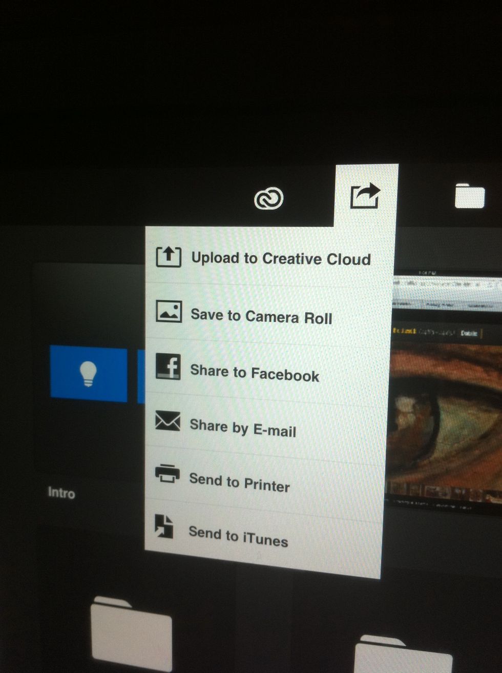Share or upload your new image by selecting the action first, tapping images to be shared, then selecting the file type and hitting "ok.". You're done!