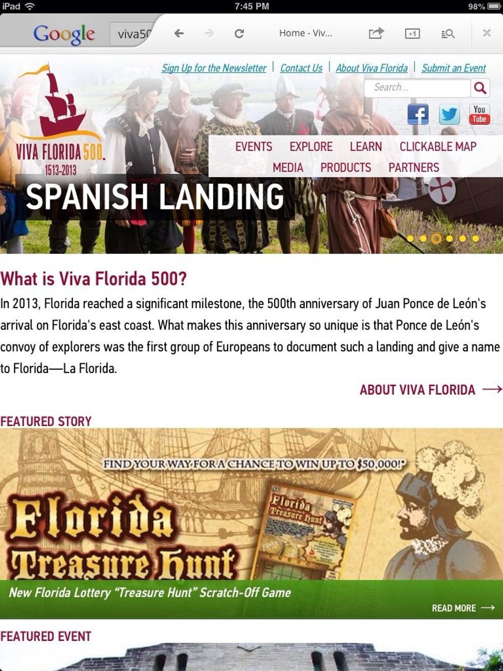 Share the news about the 500 year anniversary via VIVA FLORIDA 500!    Great as a story starter!