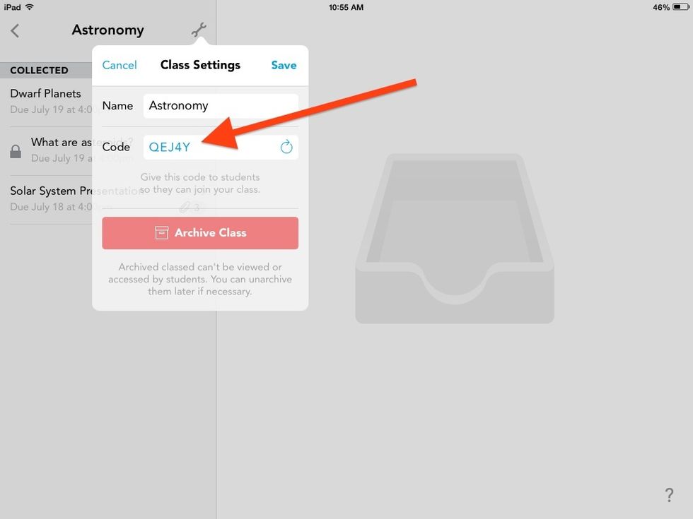 SHARE YOUR CLASS CODE WITH ANOTHER TEACHER CLASS: Take note of your class code and share with your fellow teachers who you would like to join your class.
