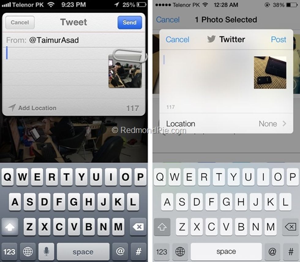 Sharing photo via twitter