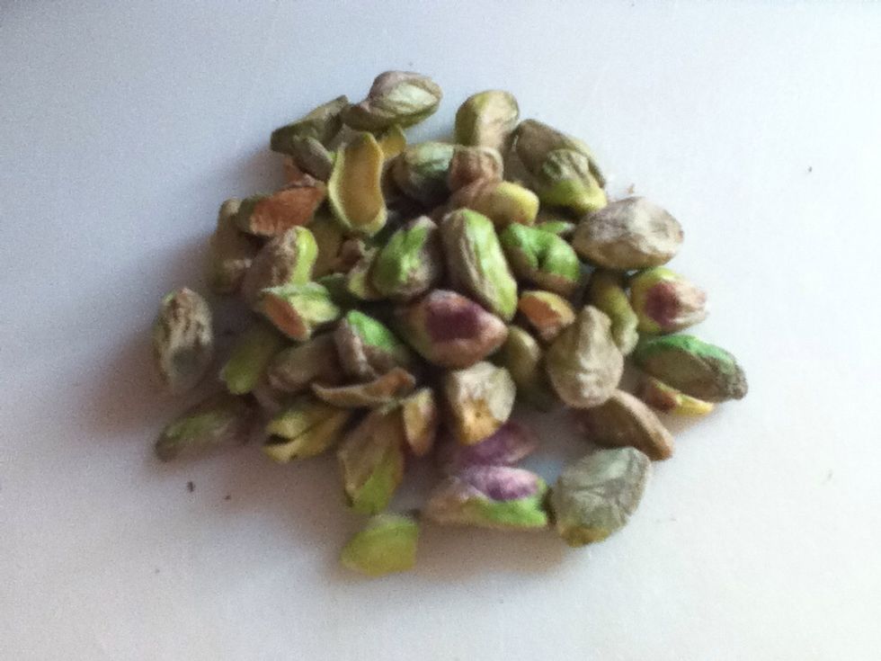 Shell about a quarter cup of pistachios or buy them already shelled.