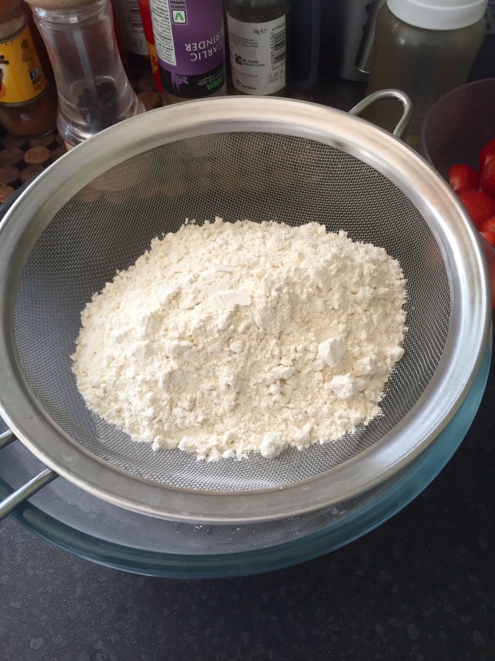 Shift the flour, baking powder and salt