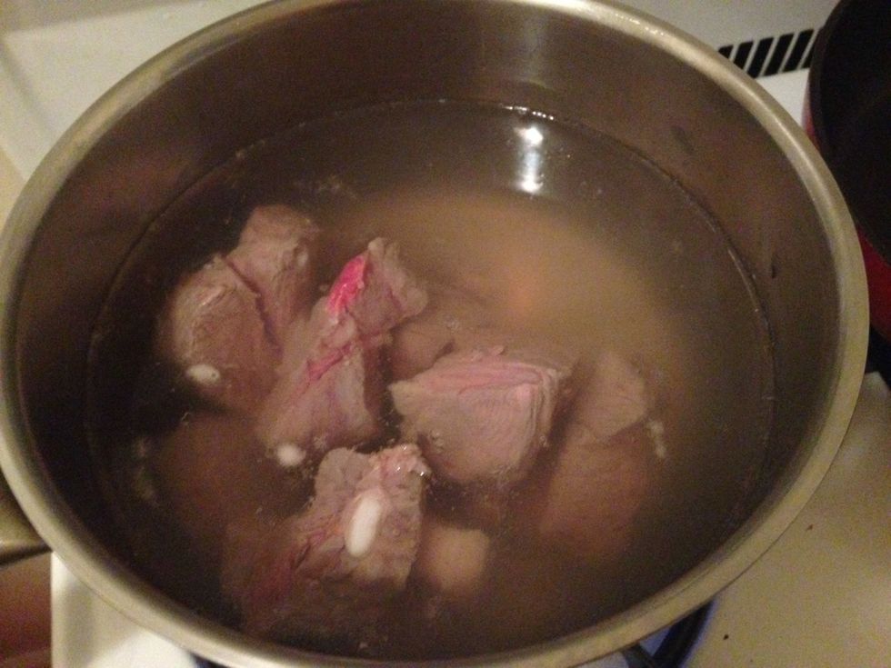 Shimmer beef cubes with star anise for about 30 mins.