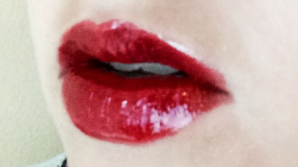 Shiny, dark, and beautiful! Works with most reds and a lot of similarly dark shades. The gloss tends to make it appear darker, so if you're worried about that go a shade lighter in the stain.