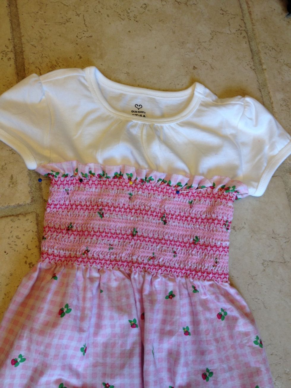 Shirt is all pinned to the dress, you can't overpin, pin more than you think you want to.