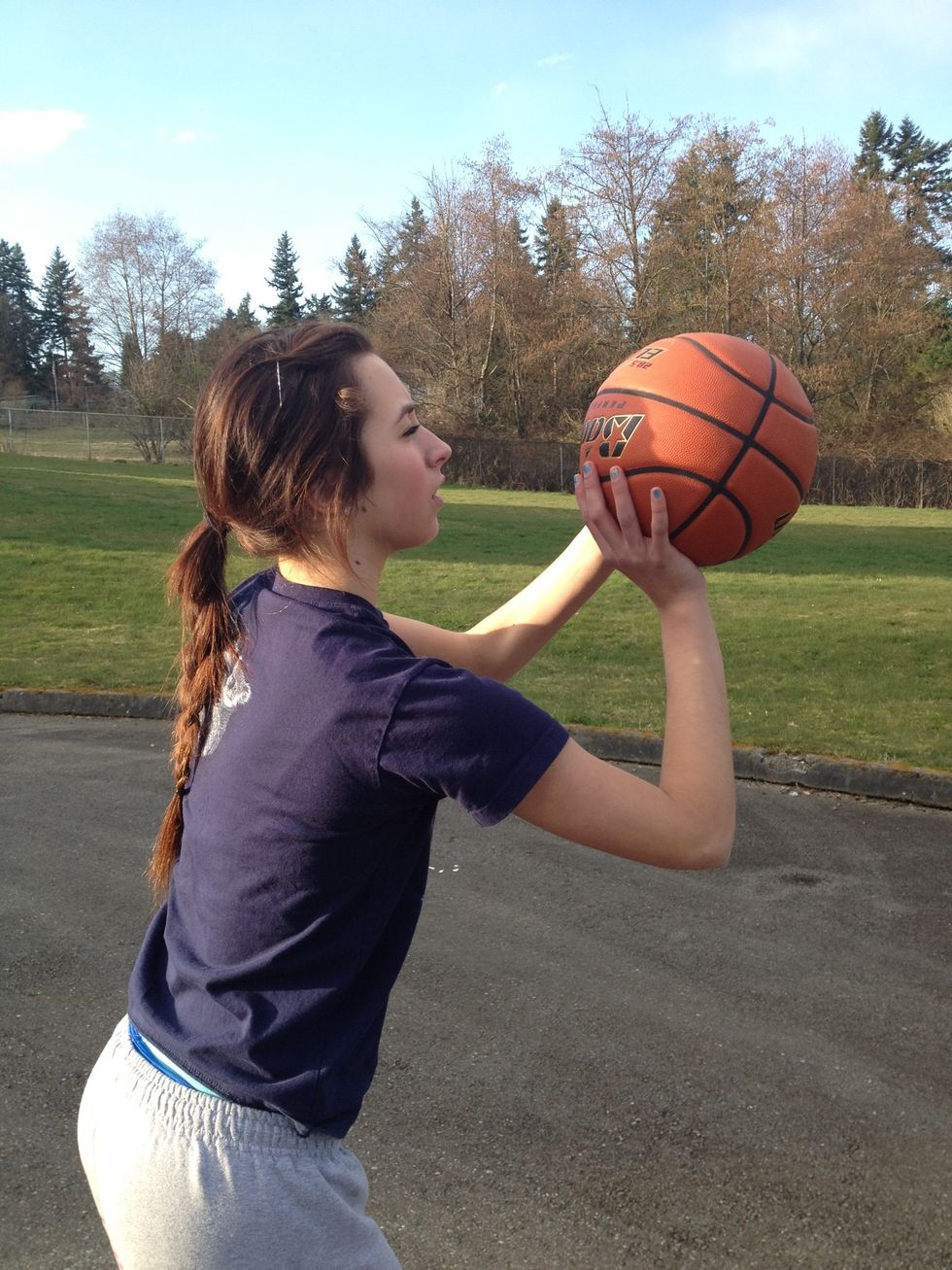 Shooting arm at 90 degrees.