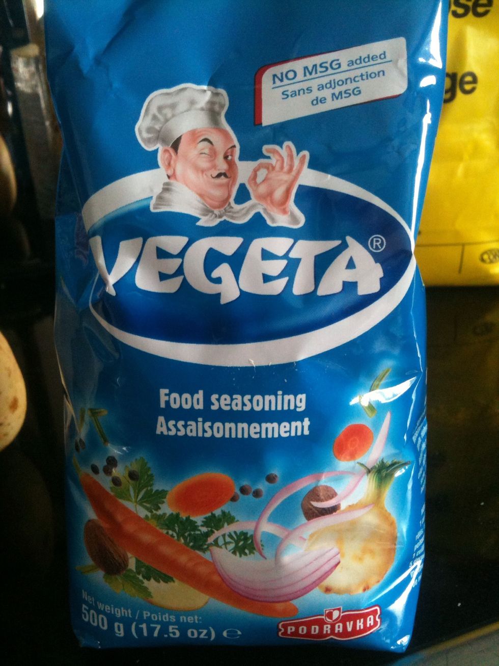 Should be able to find Vegeta in the spice section. This contains a lot of salt so you may want to put in a little less and add some extra later if needed. That's why I use unsalted butter.
