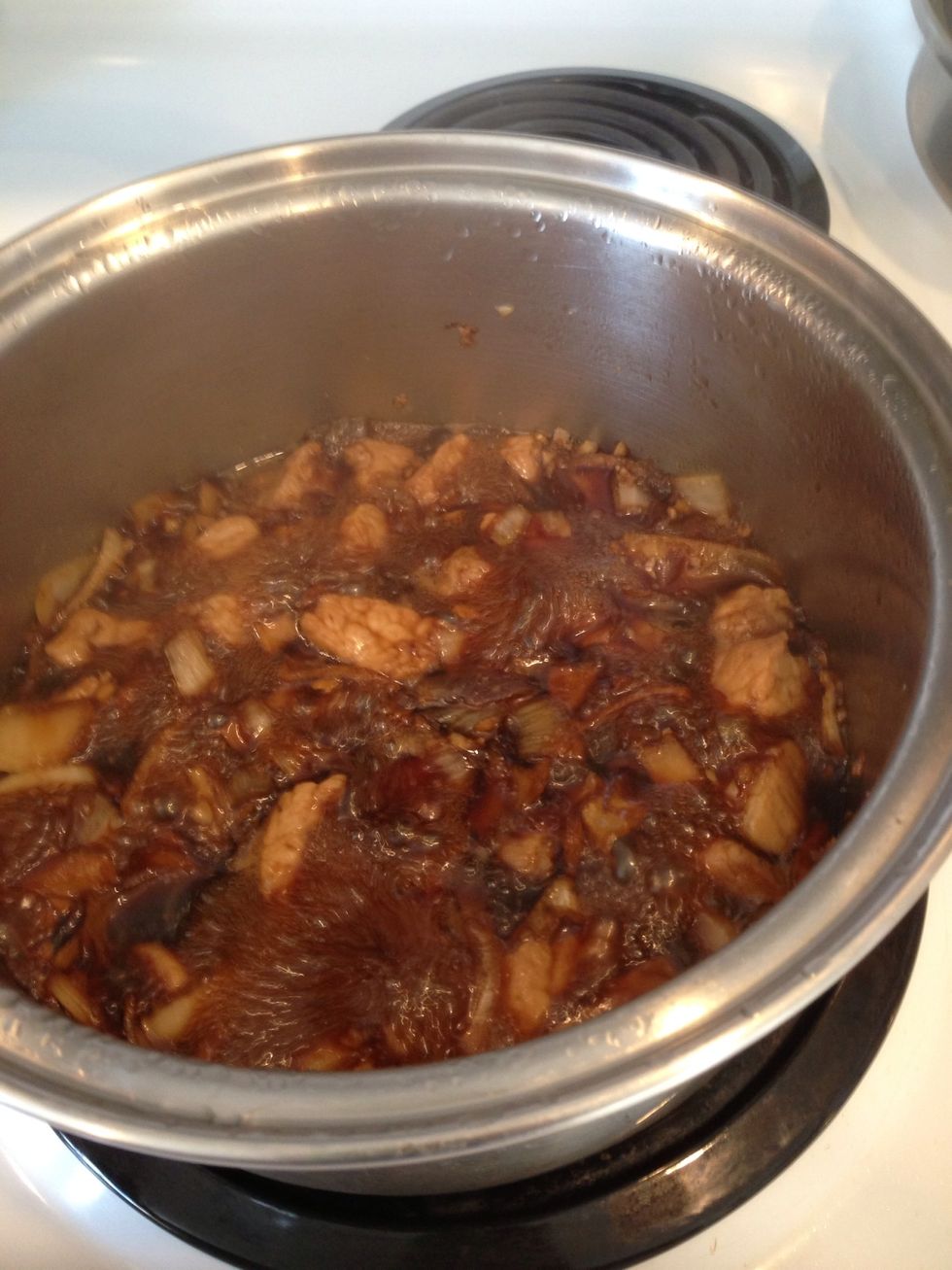 Should look like this after the 15mins. Now turn the stove to one notch below the medium heat. So mine is a 4.