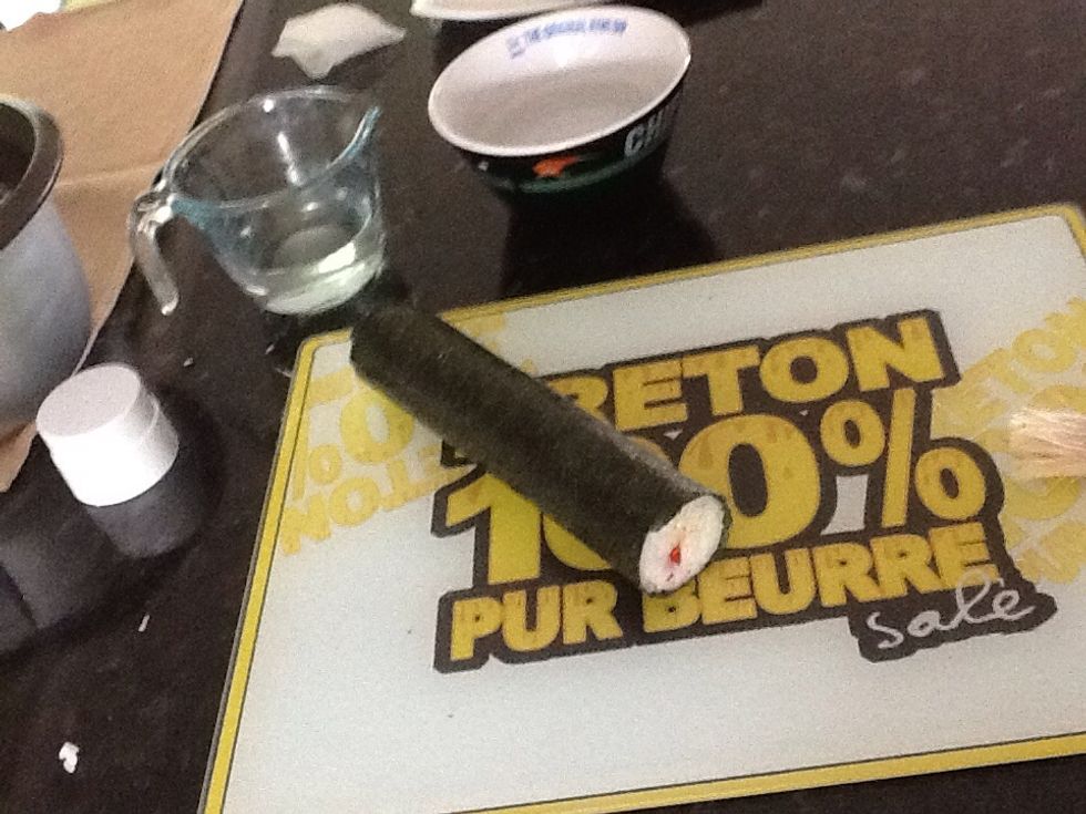 Should look like this . Repeat with remaining rice and ingredients .