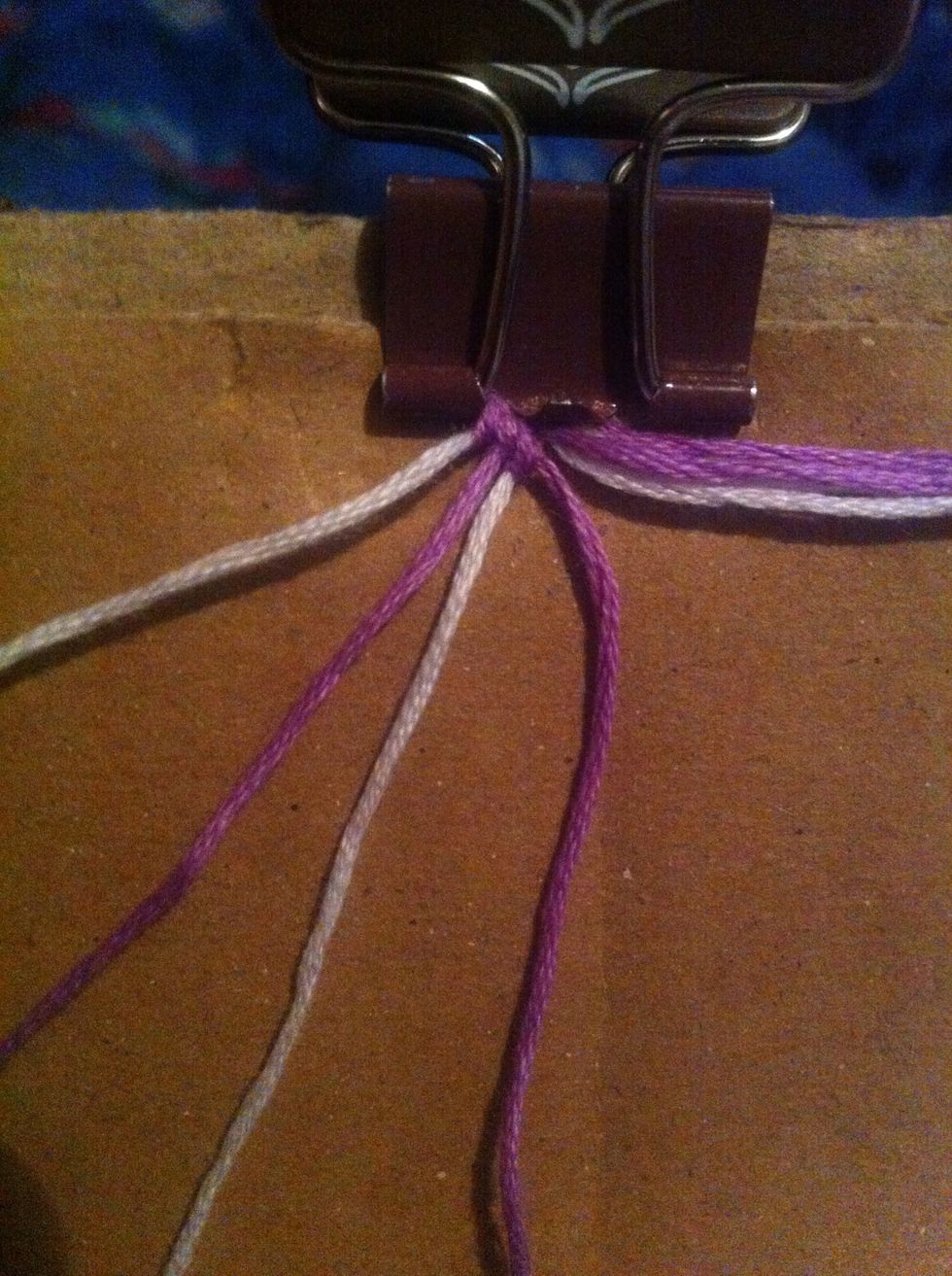 Should look like this. Set these strings aside and grab the other 4 (rightmost) strings.