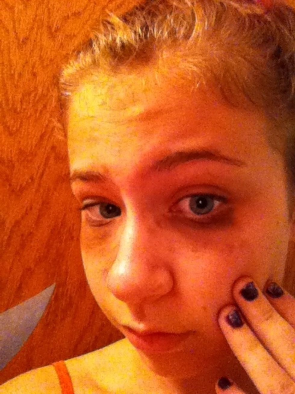 Should look something like this. If your darkest color isn't very dark, try blending in some mascara smudges too. That's what I did.