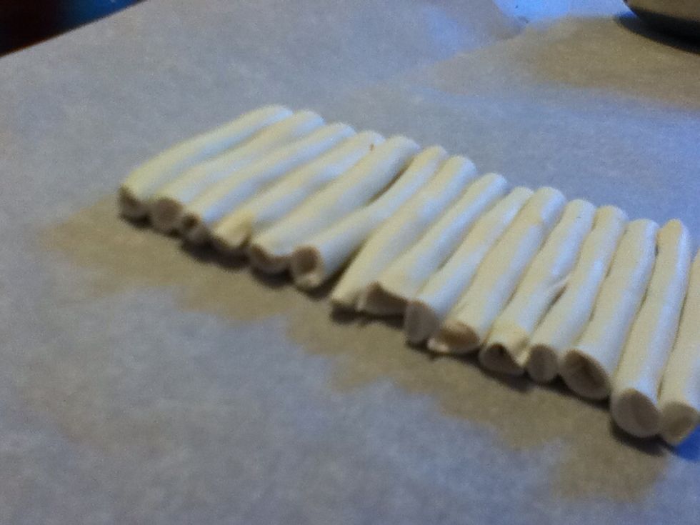 Should look something like this. These will be the rice. We'll trim the edges later.