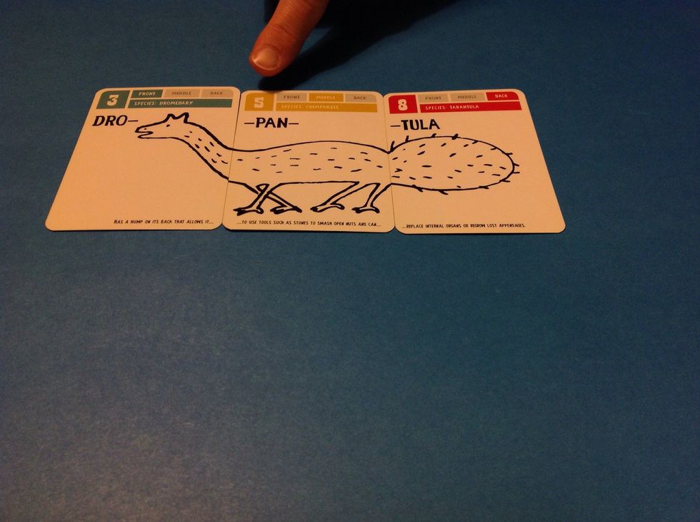 Show the point values. Challenge your learner to make a new creature with a higher point total than the one you've made. Label the creature with the highest point total "champion."