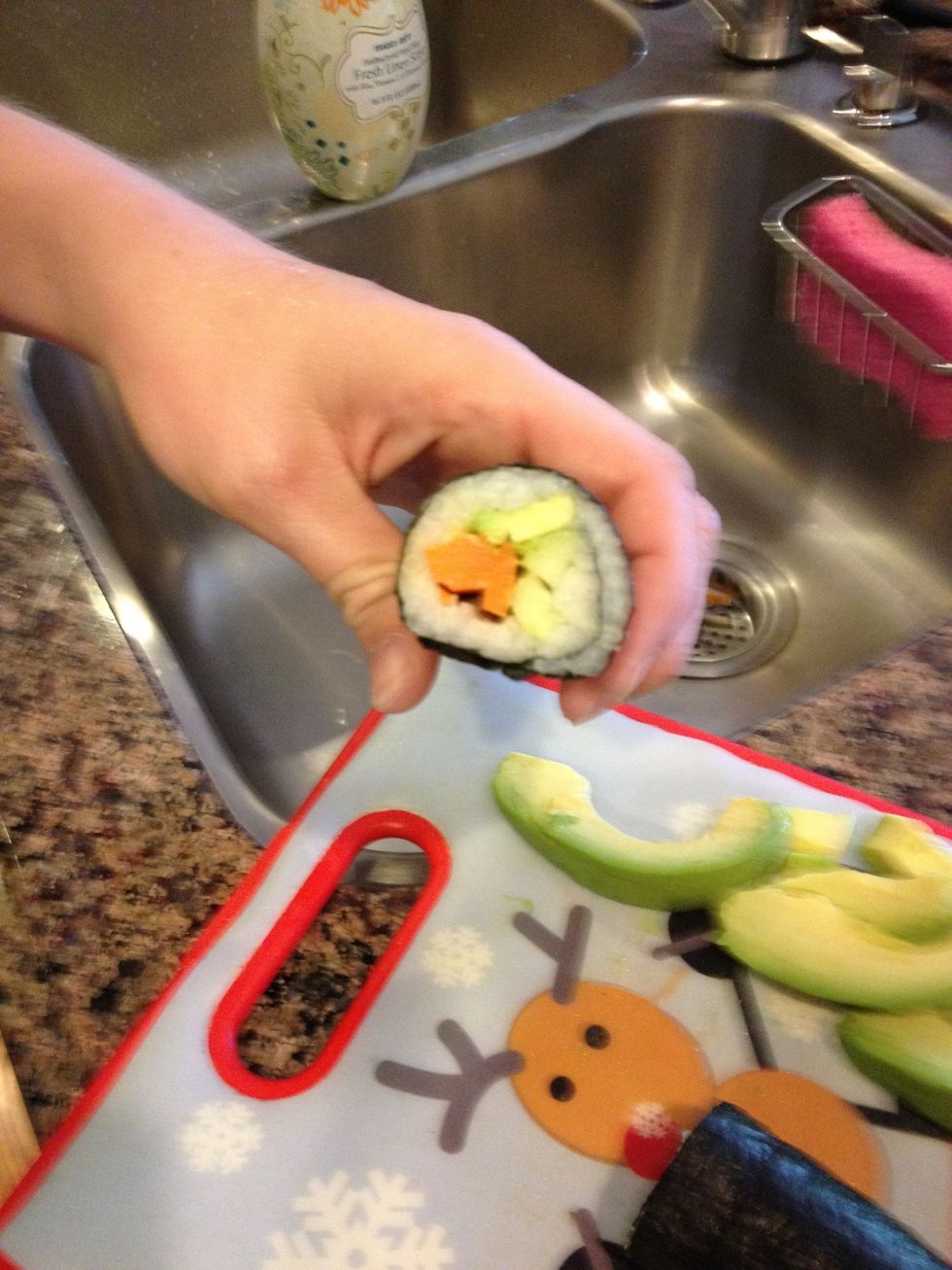 Show them what the cross-section looks like and praise them! They get really excited to see this and seem awe-struck that they made such a pattern.