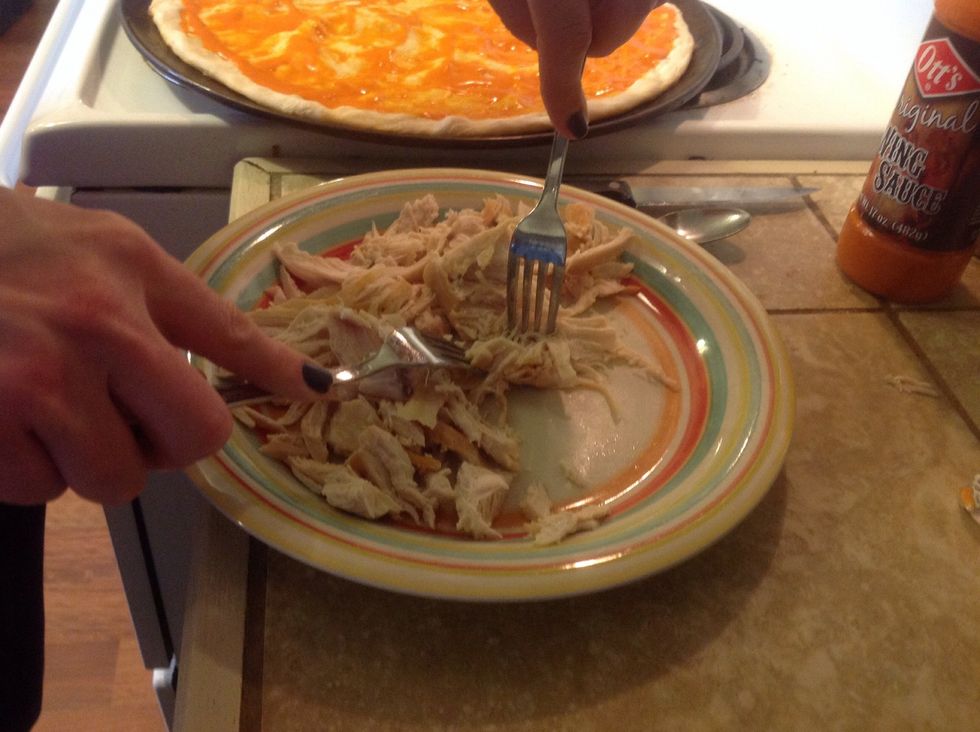 Shred chicken.