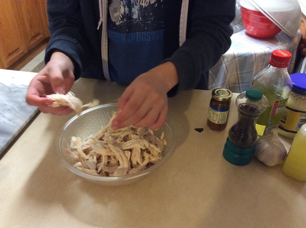 Shred roast chicken