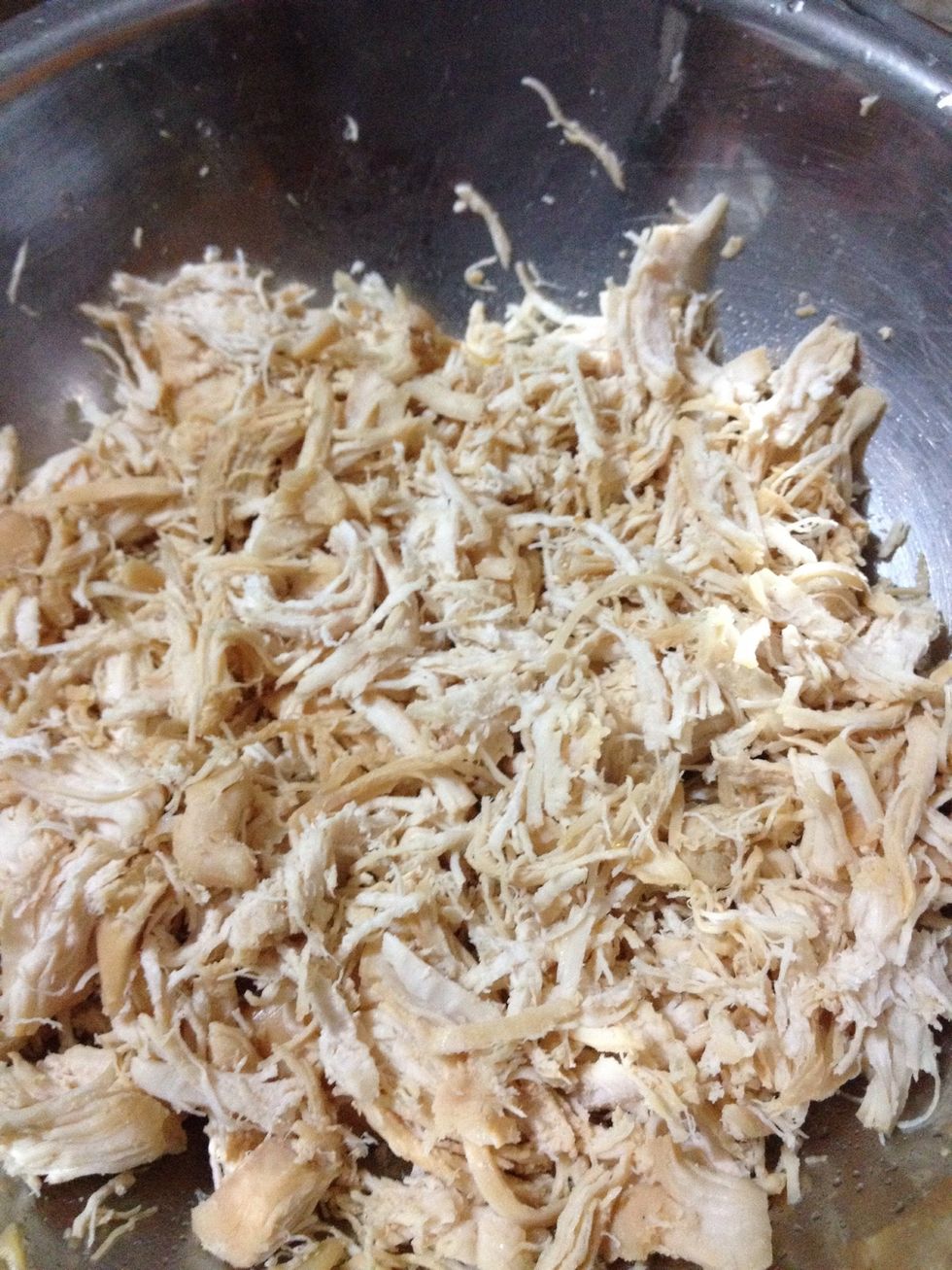 Shred the chicken and set aside