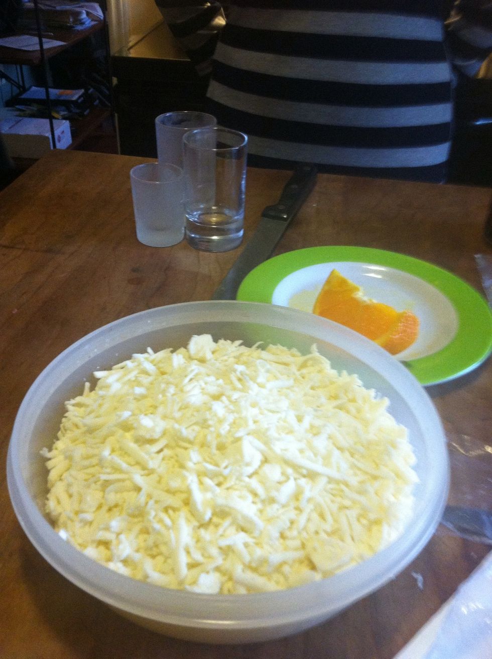 Shred the queso cheese and have a shot of tequila, chase it with an orange, tasty!!!