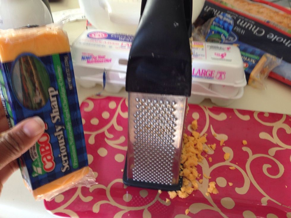 Shred your cheese, but if you are in a hurry purchase cheese already shredded! Make sure your cheese is cold!