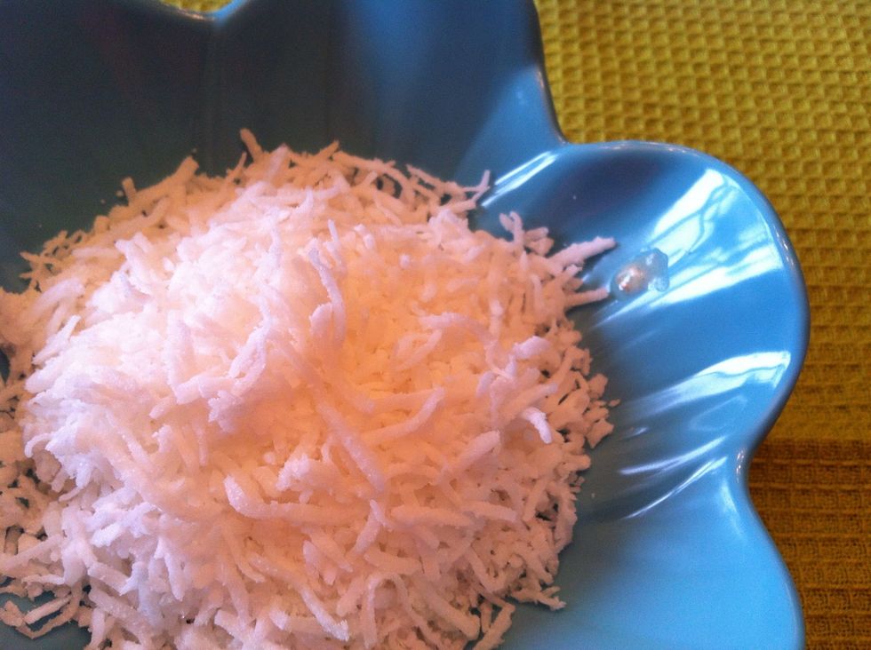 Shredded coconut or alternatively if you are not a fan of coconut. Slivered almonds might be a great option to substitute with.