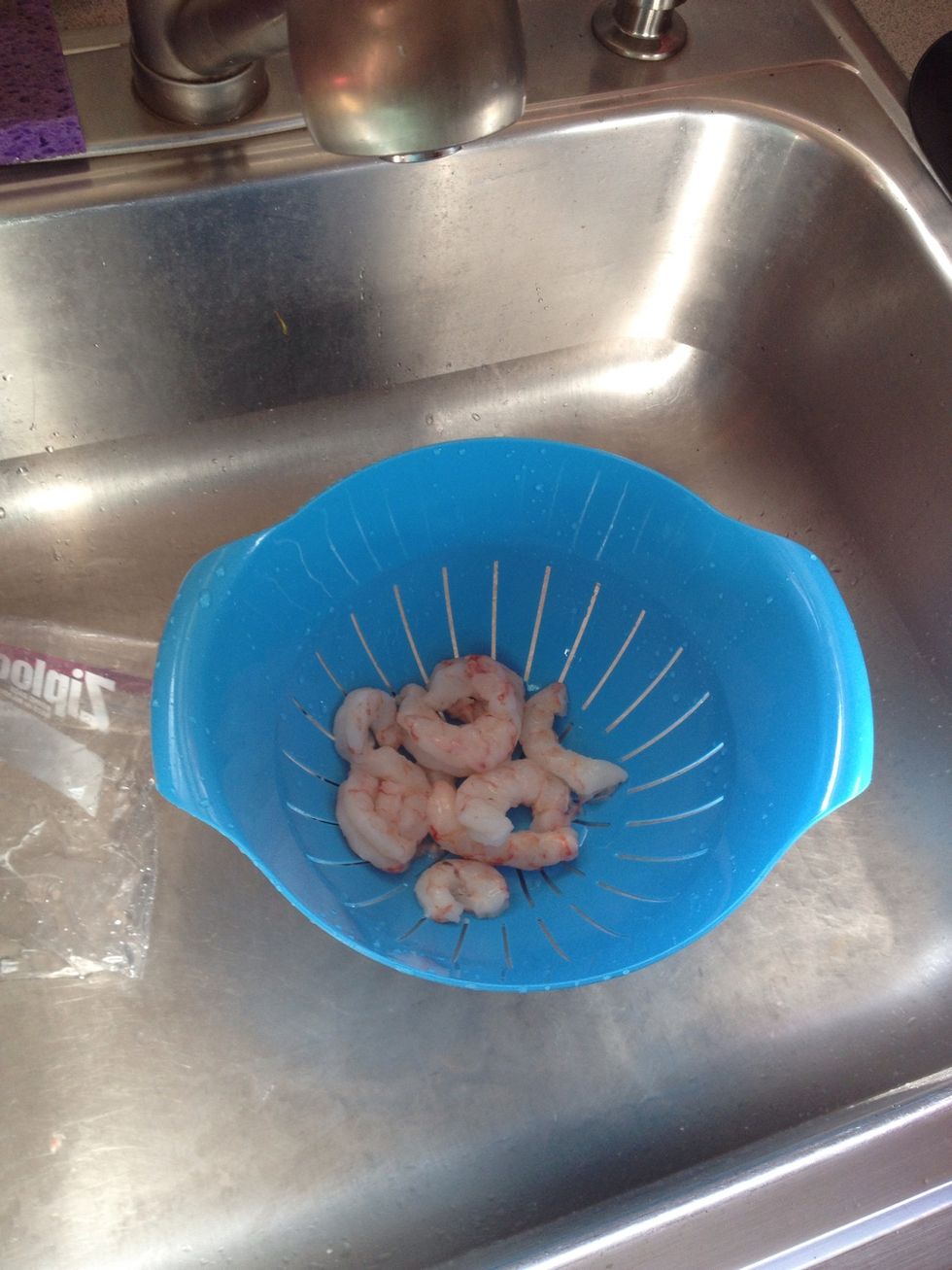 Shrimp should be soft, rinse out and drain. Clean up any goobers left of the shrimp and let them dry for a few minutes