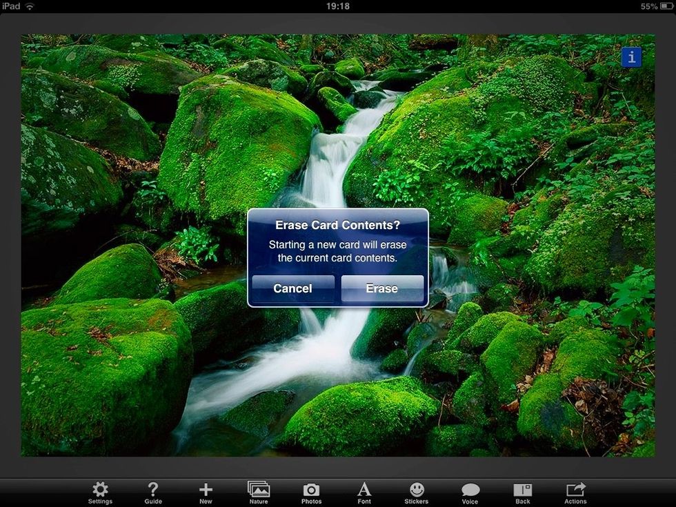Si cliqueu a "New" us sortir\u00e0 aquesta finestra, avisant si voleu esborrar els continguts d'aquesta targeta.
