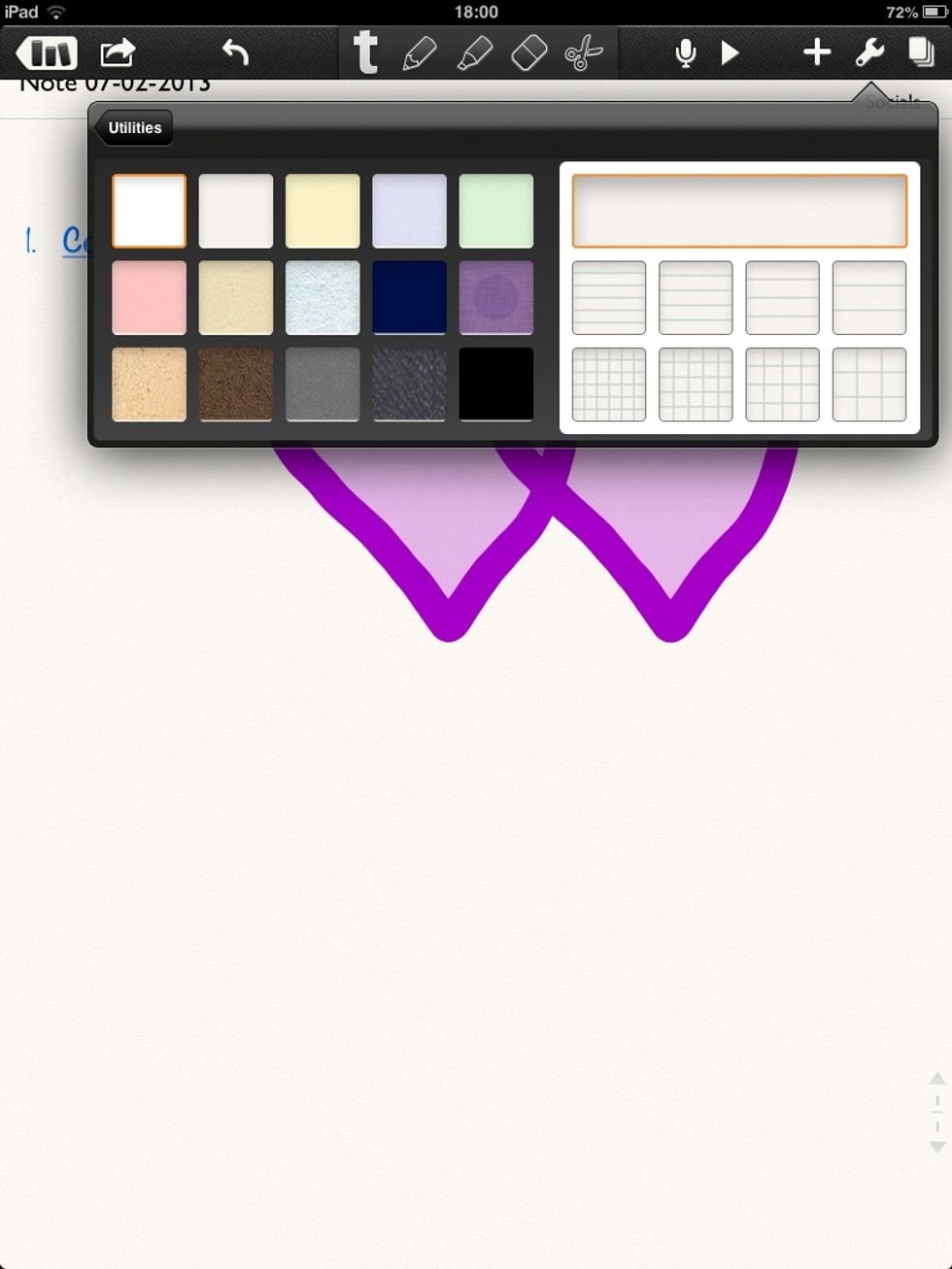 Si cliqueu a "paper" podeu canviar el fons, i posar-li ratlles, cuadres...