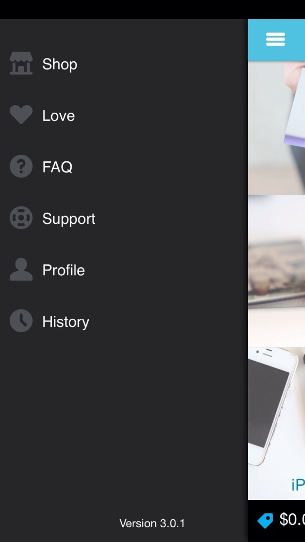 Side profile with your account, history and customer service link if you need assistance.