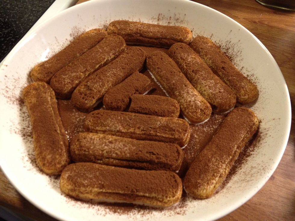 Sieve cocoa powder top of the bisquits.