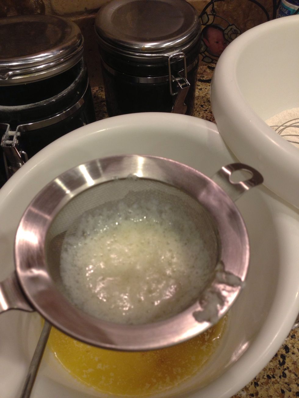 Sieve your butter into sugar vanilla mix