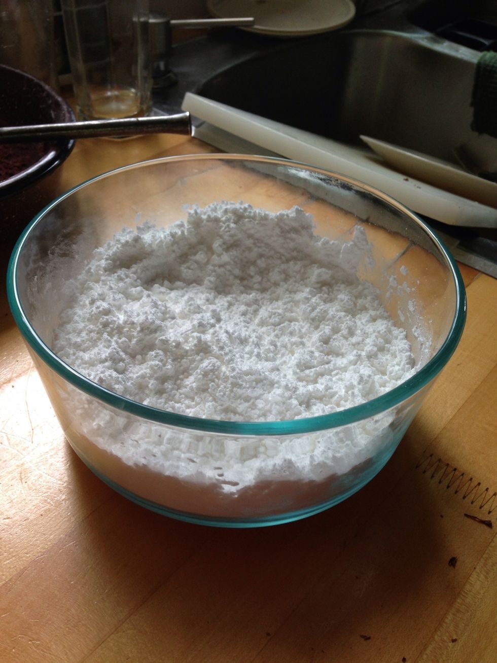 Sift 3 cups of icing sugar (otherwise it'll turn out lumpy!)