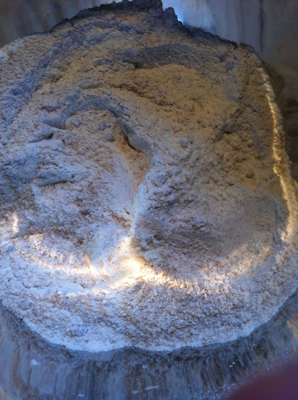 Sift flour, baking powder and salt together. Stir in sugar